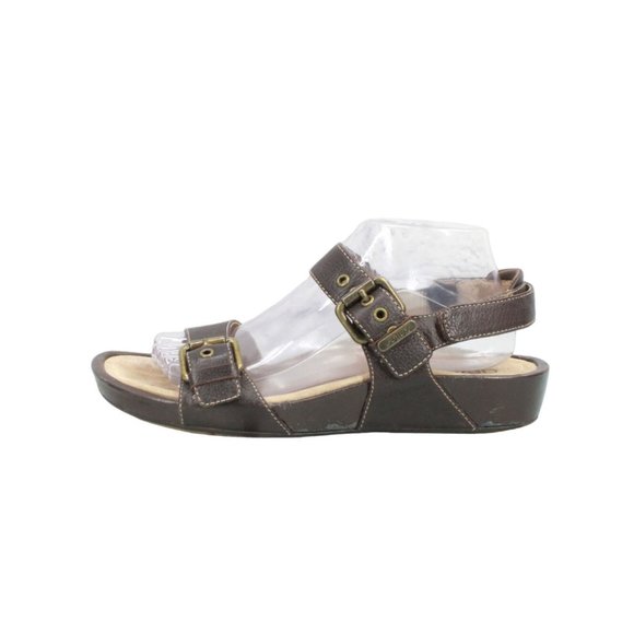 Aetrex Shoes - Aetrex Mandehle Brown Leather Adjustable Strap Platform Sandals Size 9.5